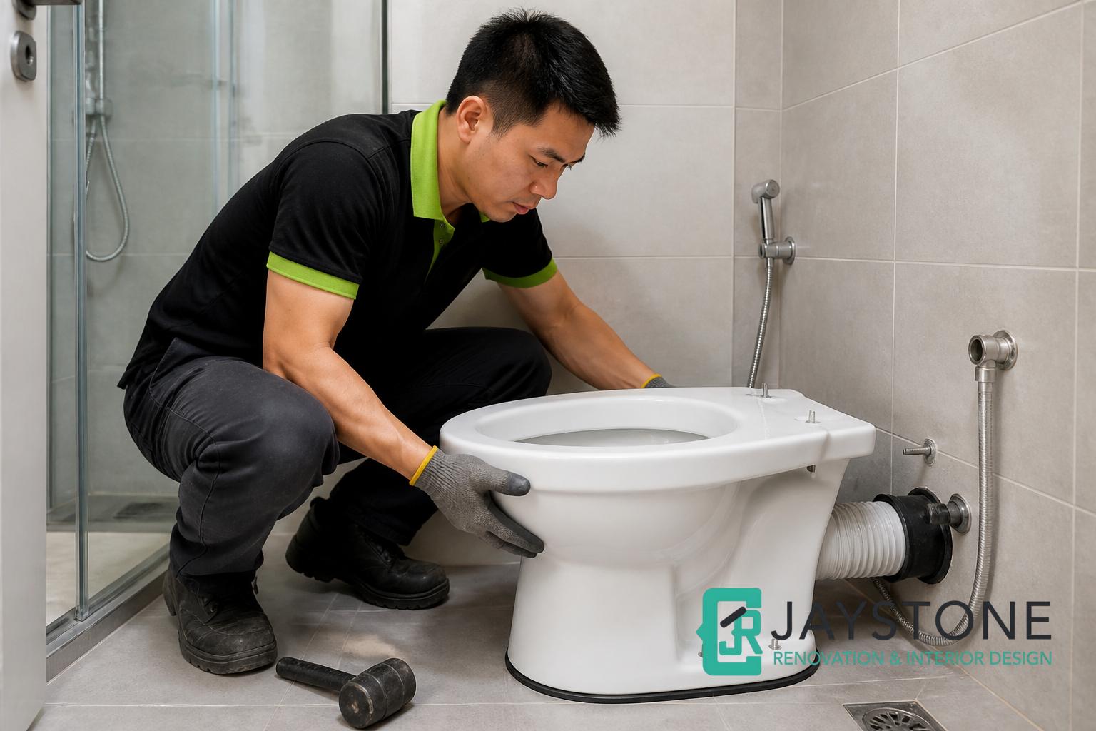 Modern bathroom renovation with full waterproofing and ceramic tiling